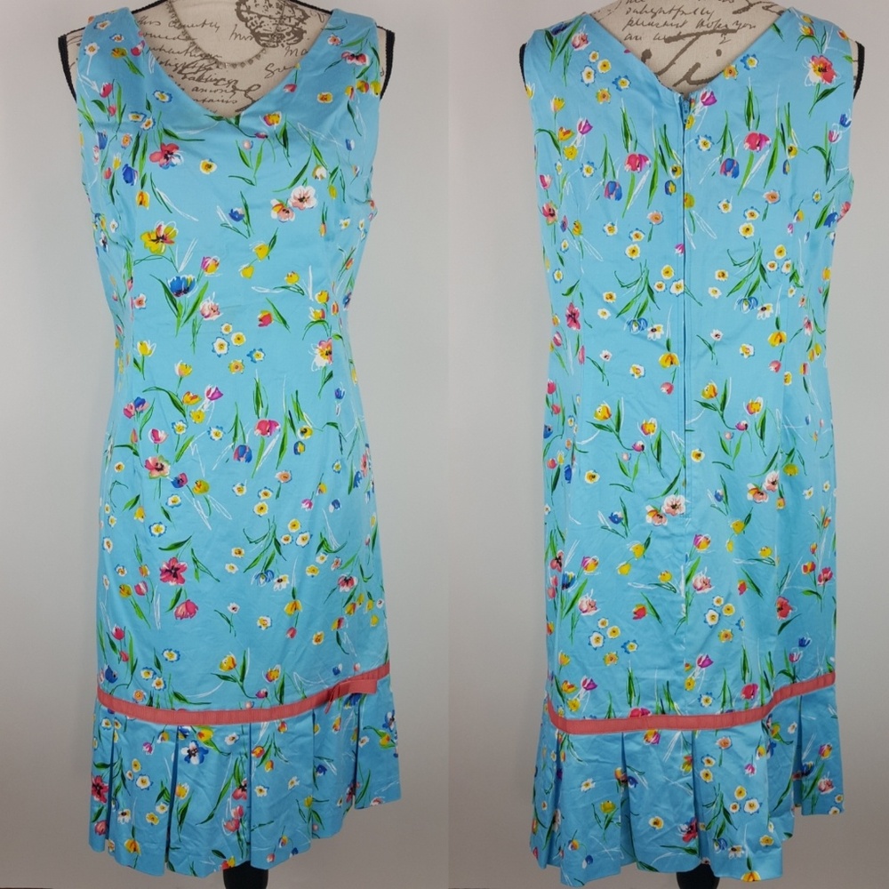 Blue Floral Sheath Dress 12 midi